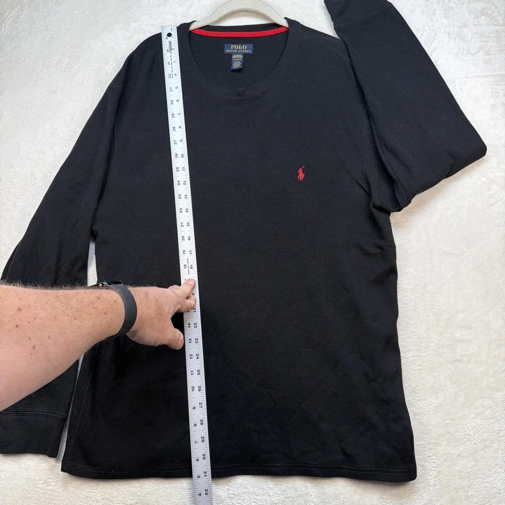 Polo Ralph Lauren‎ Thermal Shirt Men's XL Black Waffle Knit Pony Long Sleeve